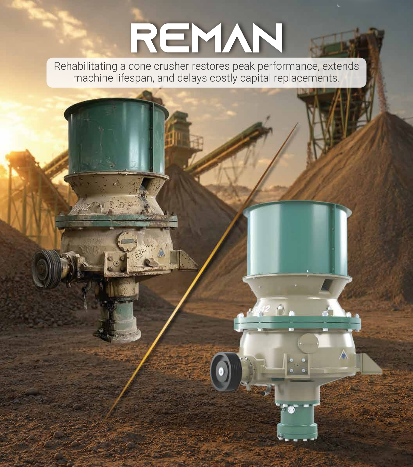 REMAN cone crusher before and after rehabilitation